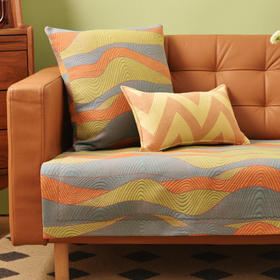 彩色波纹沙发巾和靠包棉四季通用高端轻奢防滑盖布定制