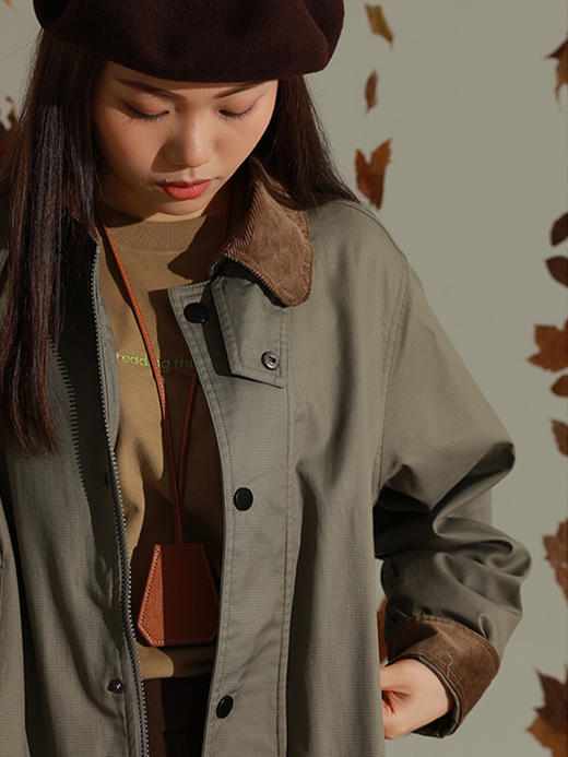 OADB/A14442A001/军绿千鸟格风衣 商品图3