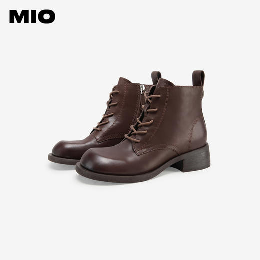 MIO米奥冬季新款粗跟显瘦马丁靴经典休闲靴中跟圆头短靴女M235634001 商品图3