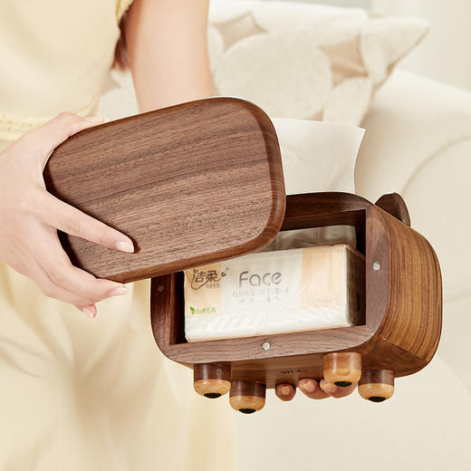 初心| 萌猫纸巾盒胡桃木全实木黄铜 商品图3