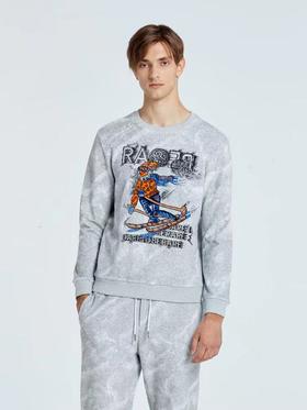 RARE威雅 23秋冬 情侣款灰色雪花纹滑雪LEO卫衣