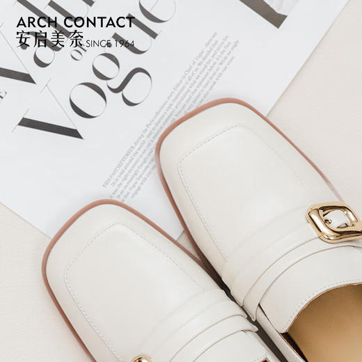 ARCHCONTACT安启美奈简约粗跟一脚蹬软底通勤乐福52856 商品图3