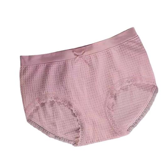 【59.9抢八条！无缝蚕丝裤】裸感亲肤，生姜蚕丝蛋白裤内裤中腰纯棉蕾丝边大码无缝性感女士小格子三角裤 商品图4