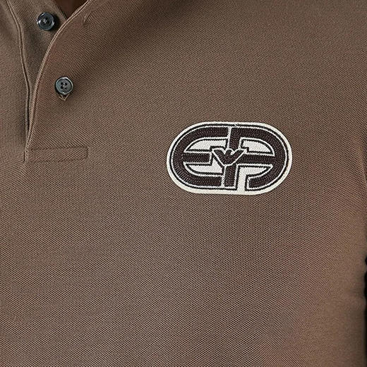 EMPORIO ARMANI 阿玛尼 男士棉质徽标贴花短袖polo衫 深棕色 3R1F77 1JCYZ 0440 商品图3