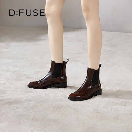 Dfuse迪芙斯冬季新品季新款圆头牛皮经典英伦切尔西短靴DF34116008 商品图8