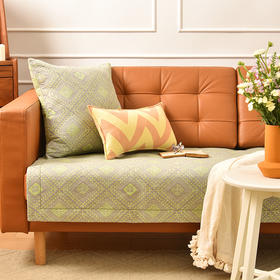 经典菱形花纹沙发巾和靠包棉四季通用高端轻奢防滑盖布定制