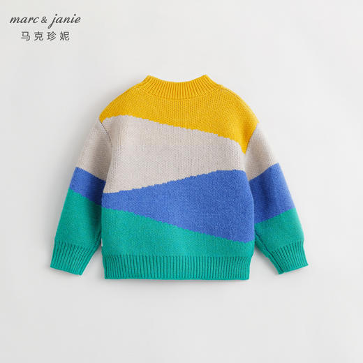 【柔软柔蓝绒】马克珍妮冬装新款 男童不规则色块宽松毛衣231311 商品图1