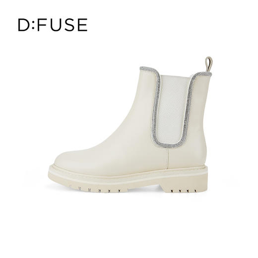 Dfuse迪芙斯冬季新款牛皮圆头经典闪钻切尔西短靴DF34116052 商品图4
