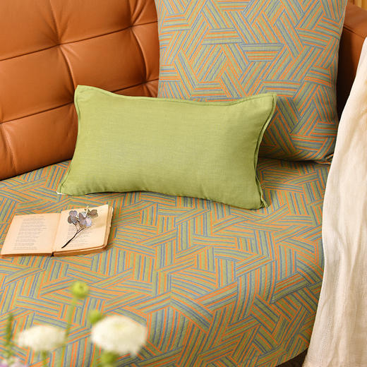 彩色编织线条沙发巾和靠包棉四季通用高端轻奢防滑盖布定制 商品图1