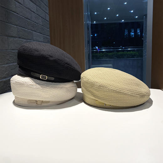 D-D6316 春秋新款英伦复古小香风皮带扣贝雷帽女气质名媛网红百搭画家帽 商品图3