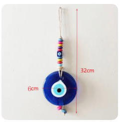 6cm蓝眼睛挂件挂饰（彩珠麻绳）H32cm 商品图1
