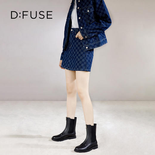 Dfuse迪芙斯冬季新品季新款牛皮圆头拉链休闲切尔西短靴DF34116005 商品图7