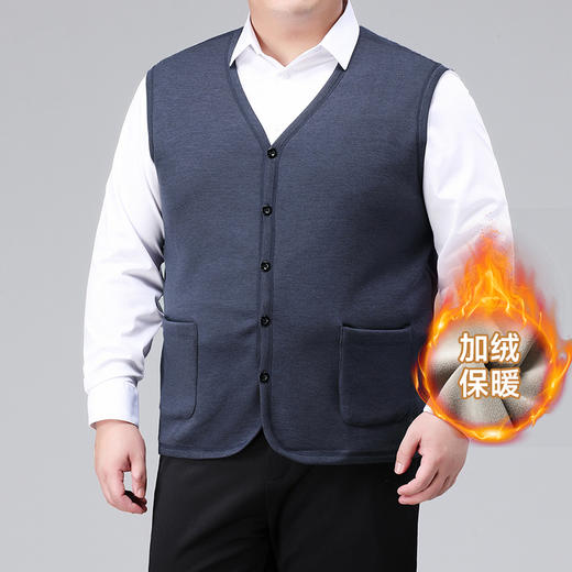 【新款DWP】大依优型加绒保暖马甲开衫背心休闲加肥加大上衣男士胖子大码坎肩 商品图0