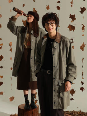 OADB/A14442A001/军绿千鸟格风衣