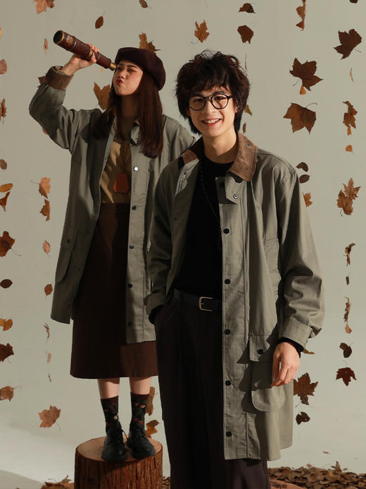 OADB/A14442A001/军绿千鸟格风衣 商品图0