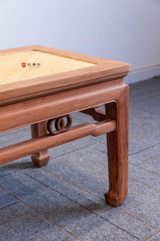 红桥红  家具严选  缅甸花梨（大果紫檀）【藤面168双环马蹄腿床尾凳】 商品图5