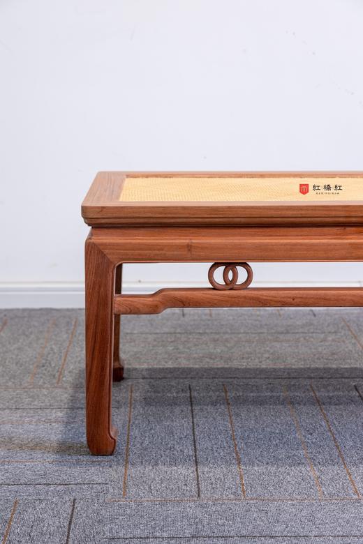 红桥红  家具严选  缅甸花梨（大果紫檀）【藤面168双环马蹄腿床尾凳】 商品图2
