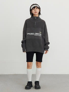 CryingCenter 运动刺绣logo polo拉链针织毛衣休闲 哭喊中心