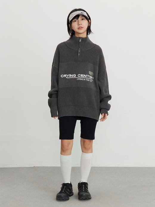 CryingCenter 运动刺绣logo polo拉链针织毛衣休闲 哭喊中心 商品图0