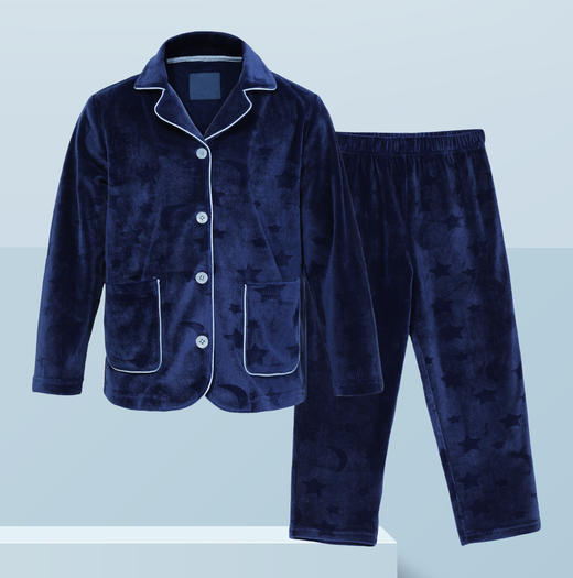 【超暖绒】SCHIESSER德国舒雅男童家居暖绒绒套装竖条纹压花超暖绒温暖轻薄3B/21401H 商品图0