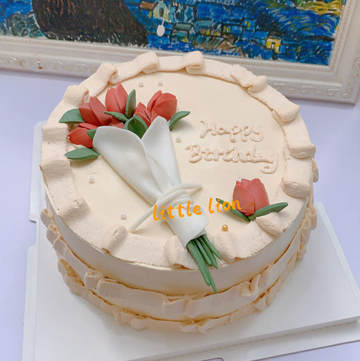 狮子家-康乃馨花束生日蛋糕 纪念日蛋糕 聚会 送妈妈送女友仪式感必备 健康甜品 商品图0