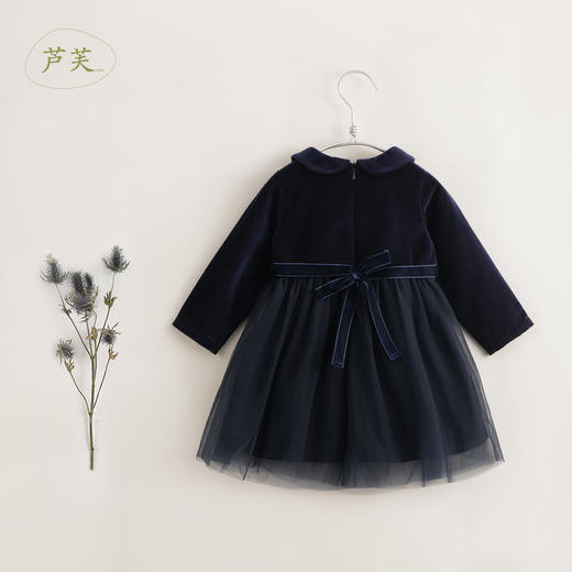 【马克珍妮 芦芙】秋冬装新款 娃娃领网纱丝绒连衣裙231578 商品图2