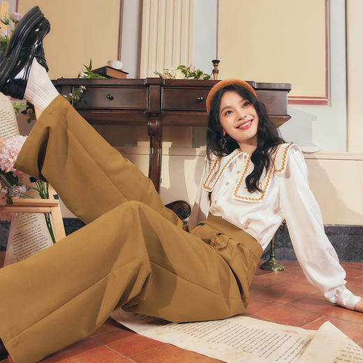 两三事浮生一隅秋季新款时尚直筒单边背带裤女宽松裤子 商品图4