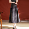 QS-42395650香云纱新中式半身裙女2023秋季新款黑色重磅龟裂纹真丝a字裙 商品缩略图1