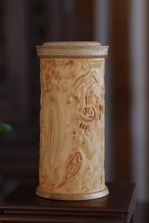 梅花°黄杨木精工茶叶罐 商品图2