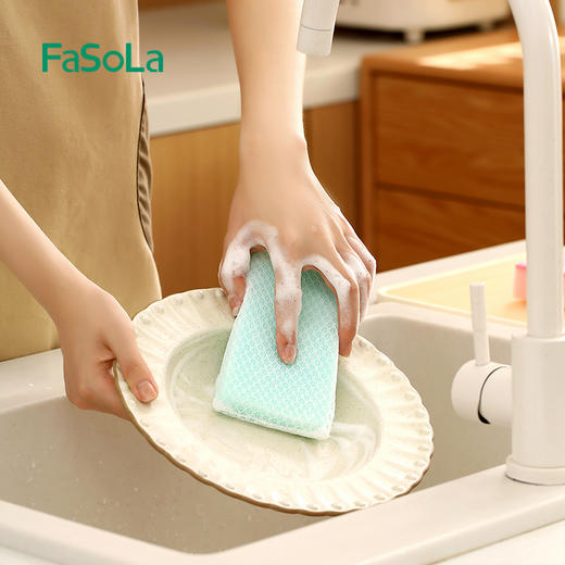 FaSoLa 双面百洁布海绵擦 厨房清洁用品加厚刷锅洗碗去污海绵 商品图8