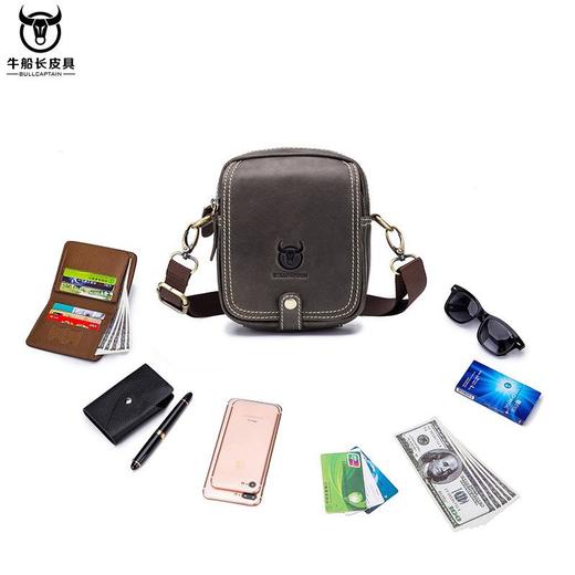牛船长皮具迷你小号真皮单肩斜挎包男休闲运动多功能牛皮腰包 商品图2