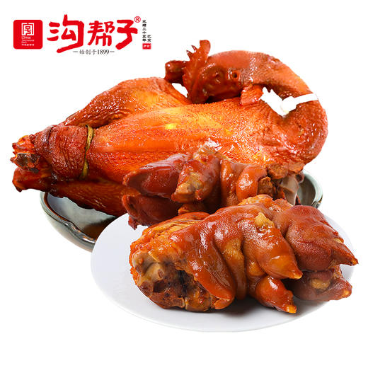 沟帮子鸡蹄组合  散养大公鸡/散养老母鸡900g+熏猪蹄700g 商品图1