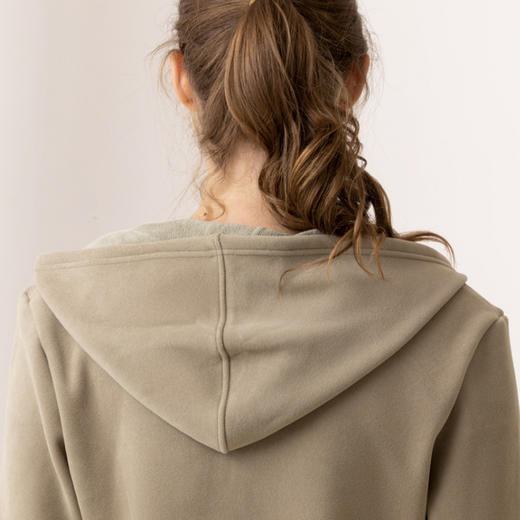 升级版黑金发热衣泰迪绒颗粒男女士眷暖显瘦加厚加绒防风衣连帽暖绒衣情侣外套开衫卫衣撞色H2025/886/23858/T17 商品图8