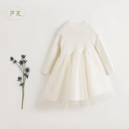 【马克珍妮 芦芙】秋冬装新款 绵羊毛网纱拼接连衣裙231923 商品图1