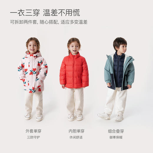【三防】马克珍妮秋冬新款男童女童三合一羽绒服外套两件套231151 商品图4