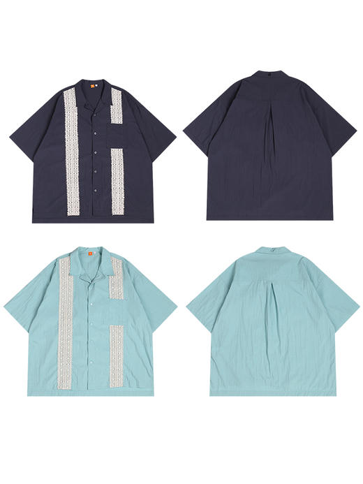 OADB/A31413A006/蕾丝织带古巴领衬衫 商品图4