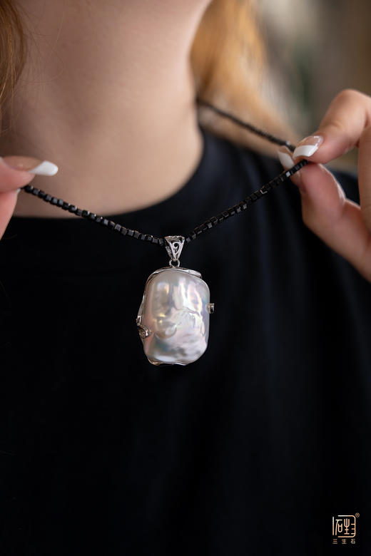 黑色尖晶石巴洛克珍珠项链 商品图1