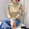 时尚洋气长袖高领网纱t恤，定位花打底衫KQL-A55F0855 商品缩略图1