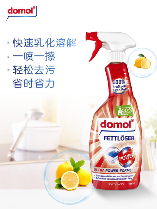 德国进口Domol厨房强力去油污喷雾油烟机清洗剂 750ml/瓶 商品图2