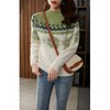 【现货7天】提花毛衣女2023春季新款宽松套头圆领时尚绿色雪花针织衫打底 商品缩略图0