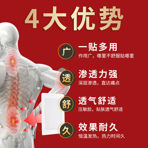 【哪里不适贴哪里！全身膏药贴】为你解除身体的困扰。贴腰椎贴肩周颈椎，膏药贴腰椎贴肩周颈椎贴发热黑膏贴 商品图2