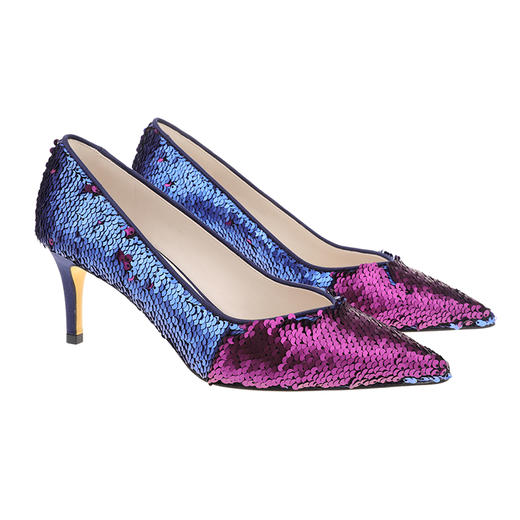 sheme高原狂想曲系列进口双色珠片面料奇趣时尚女士细跟单鞋可定制 商品图5