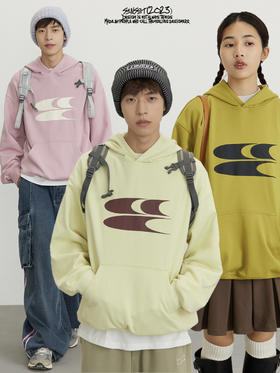 CryingCenter经典姜黄LOGO 3C连帽长袖卫衣秋冬 橡皮粉 哭喊中心