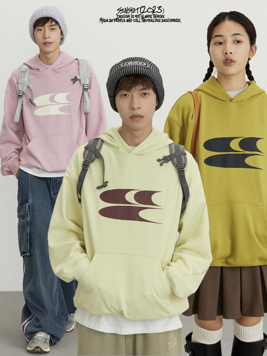 CryingCenter经典姜黄LOGO 3C连帽长袖卫衣秋冬 橡皮粉 哭喊中心 商品图0