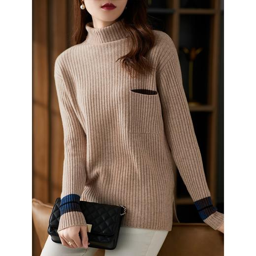 【现货7天】高定羊绒针织衫 轻盈软糯！高领宽松外穿2023早春套头毛衣女 商品图1