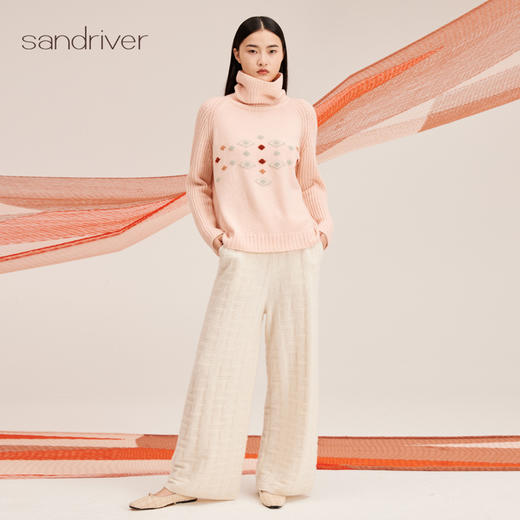 羊绒樽领提花女套衫SJF95W334K 商品图0