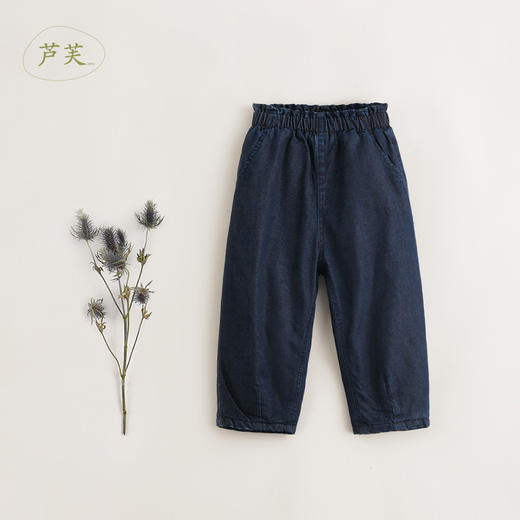 【马克珍妮 芦芙】秋冬装 纯棉花边腰夹棉牛仔直筒裤231995 商品图1