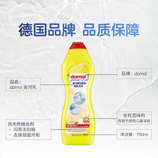 德国进口Domol多功能去污乳不锈钢厨卫去水垢厨房油污清洁剂 750ml/瓶 商品图1