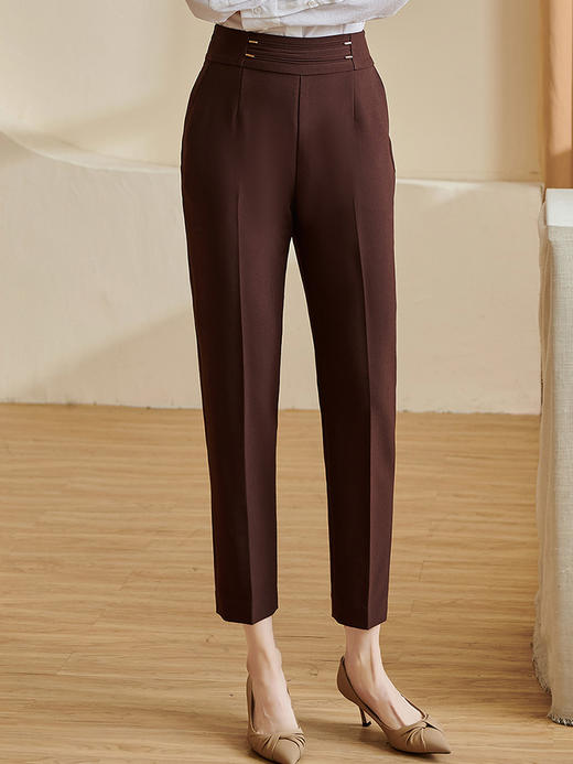 剩S 米思阳2024秋季新款知性百搭纯色休闲裤修身挺括微弹铅笔裤女3055 商品图1