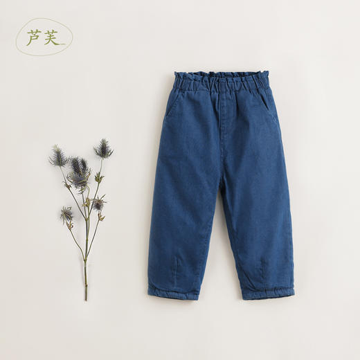 【马克珍妮 芦芙】秋冬装 纯棉花边腰夹棉牛仔直筒裤231995 商品图0